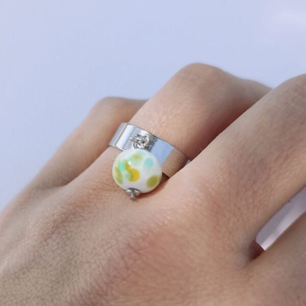 Bague fine perle celeste végetal mon petit uni verre