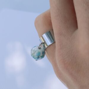 Bague large perle celeste maritime mon uni-verre