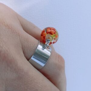 bague large perle fleurie orange 420 mon petit uni-verre
