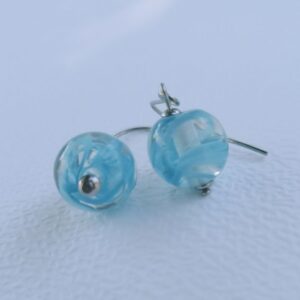boucle d'oreille crochet flamboyante turquoise 232 en verre
