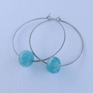 boucles d'oreilles créoles ondine turquoise 026 en verre de Murano
