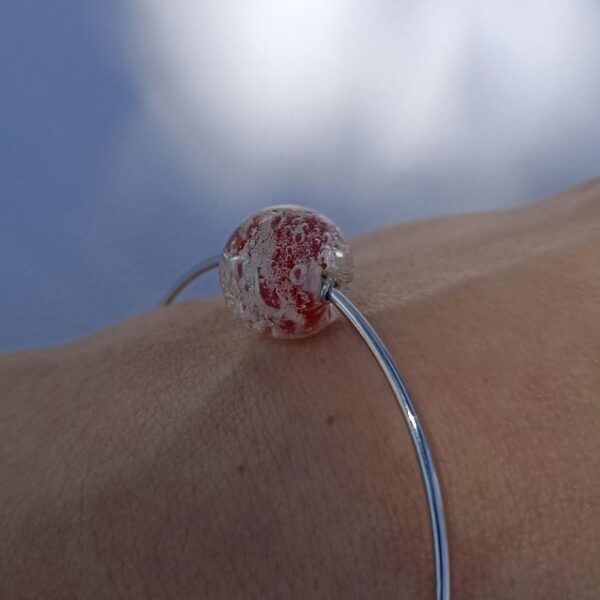 bracelet jonc bille perle ondine rouge 076 verre