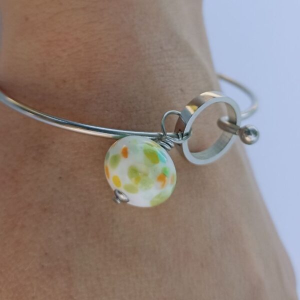 bracelet jonc boulcle perle céleste végétal au chalumeau