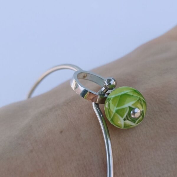 bracelet jonc boulcle perle evanescente vert 024 Murano
