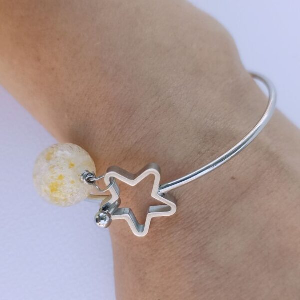 bracelet jonc boulcle perle ondine jaune 069 en verr Murano