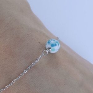 bracelet maille perle céleste maritime en verre de Murano