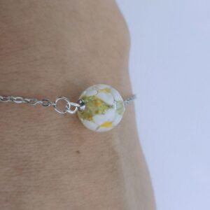 bracelet maille perle fleurie blanc 204 en verre de Murano