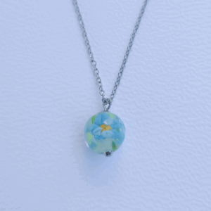 collier court perle fleurie turquoise 232 224 verre Murano