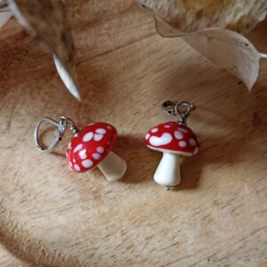 boucles d'oreille champignon rouge collection automne mon petit uni-verre