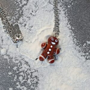 collier collection automne en verre de Murano bonhomme en pain d'épice