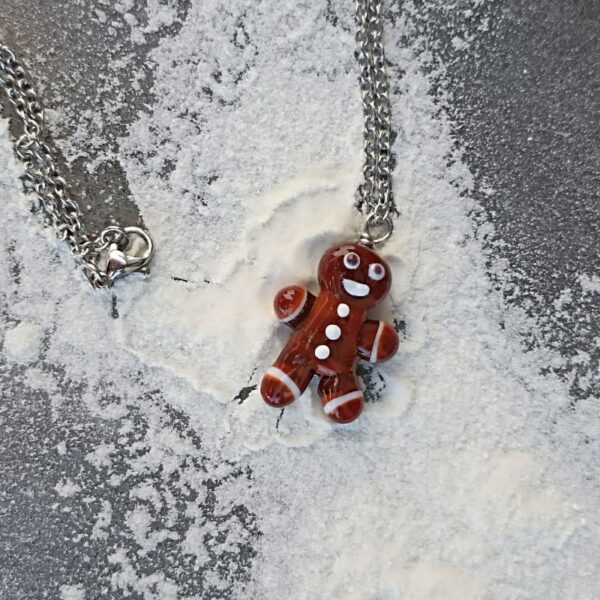 collier collection automne en verre de Murano bonhomme en pain d'épice