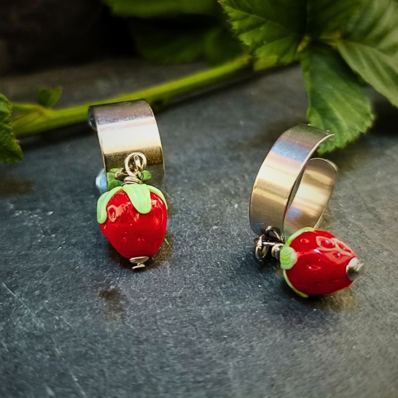 Bague Pampille Fraise en verre filé – Collection Jardin – Image 2