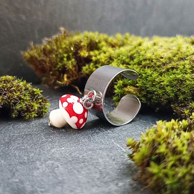 Bague Pampille Champignon Amanite en verre filé – Collection Jardin – Image 6