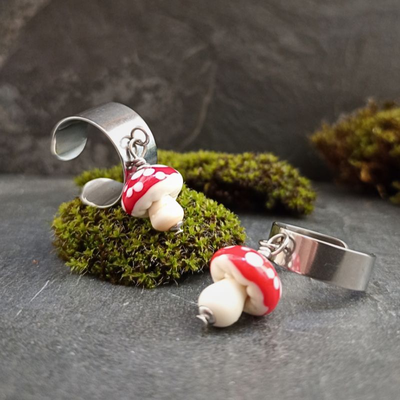 Bague Pampille Champignon Amanite en verre filé – Collection Jardin – Image 5