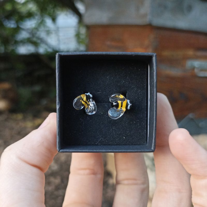 Puces d'Oreilles Abeille en verre filé – Collection Jardin – Image 3